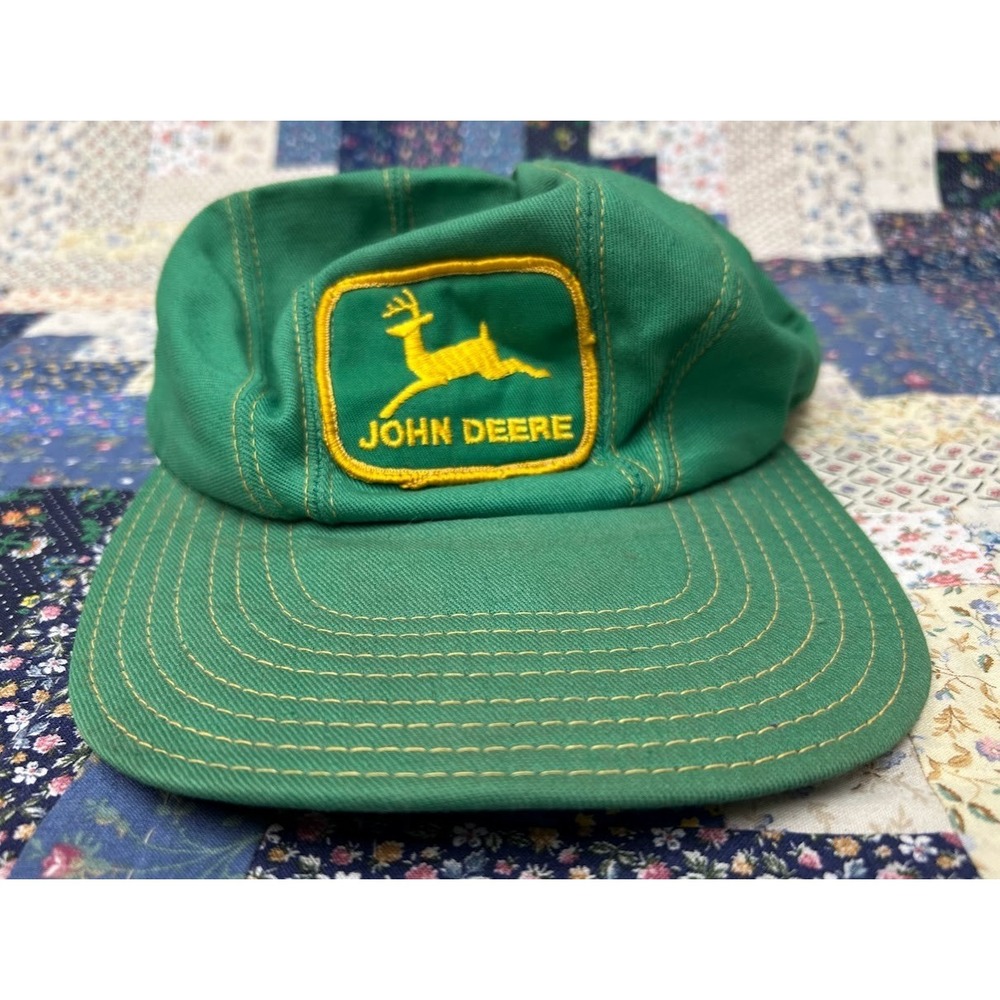 Vintage 1970s John Deere five panel long bill snapback‎